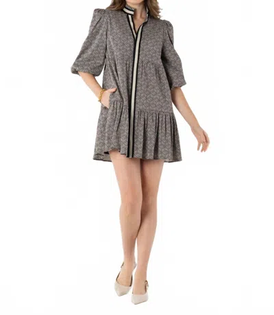 Emily Mccarthy Sadie Dress In Black Tonal Monogram In Gray