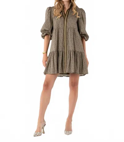 Emily Mccarthy Sadie Dress In Green Tonal Monogram In Gray