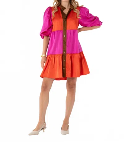 Emily Mccarthy Sadie Dress In Venetian Colorblock In Multi