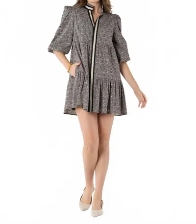 Emily Mccarthy Sadie Mini Dress In Black Tonal Monogram In Gray