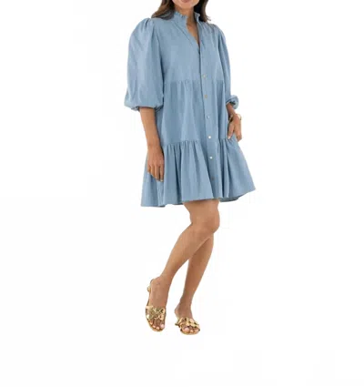 Emily Mccarthy Sadie Mini Dress In Denim In Multi