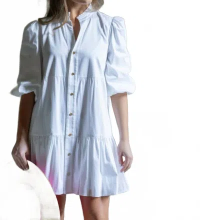 Emily Mccarthy Sadie Mini Dress In White In Blue