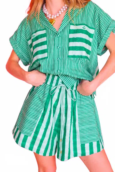 Emily Mccarthy Scout Short Mist Stripe In Green