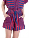 Emily Mccarthy Scout Shorts In Americano Stripe In Blue