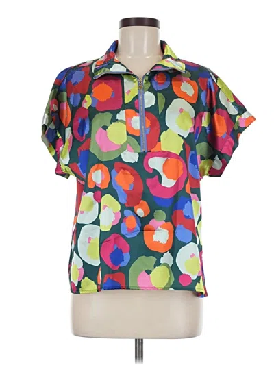 Pre-owned Emily Mccarthy Short Sleeve Blouse In Blue