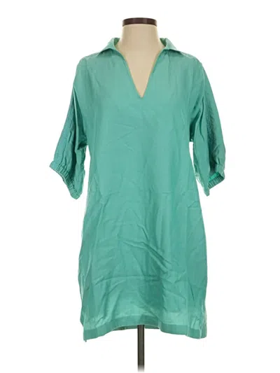 Pre-owned Emily Mccarthy Short Sleeve Blouse In Teal