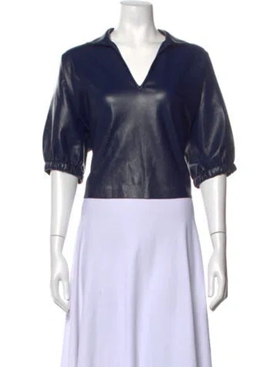 Pre-owned Emily Mccarthy Short Sleeve Top In Blue