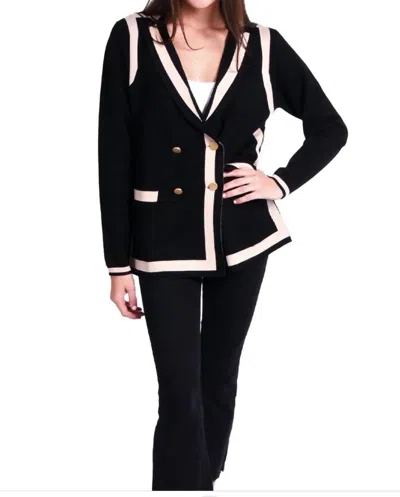 Emily Mccarthy Sloane Sweater Blazer In Black & Tan