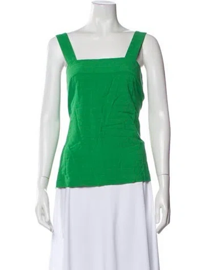 Pre-owned Emily Mccarthy Square Neckline Sleeveless Top In Green