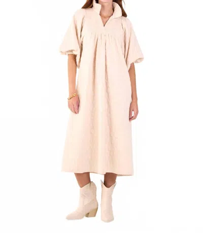 Emily Mccarthy Stella Midi Dress In Sandstone Cheetah In Pink