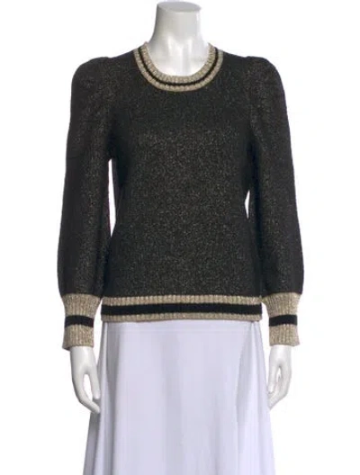 Pre-owned Emily Mccarthy Striped Crew Neck Top In Black