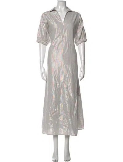 Pre-owned Emily Mccarthy Striped Long Dress In Multicolor