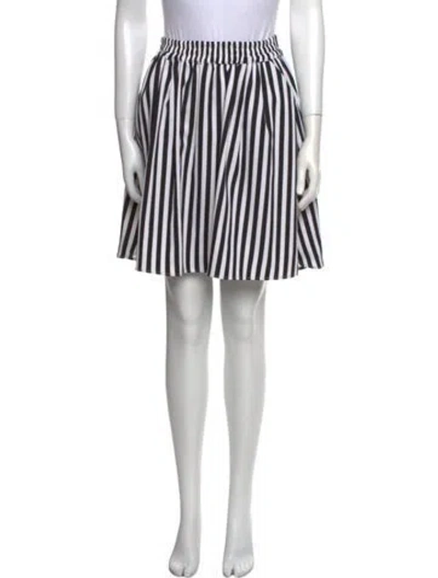 Pre-owned Emily Mccarthy Striped Mini Skirt In White