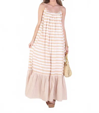 Emily Mccarthy Susannah Maxi Dress In Sand Stripe In Neutral