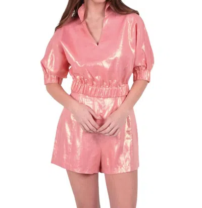 Emily Mccarthy Swing Short In Metallic Linen In Gold