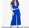 Emily Mccarthy Teddy Crop Trouser In Blue In Blue