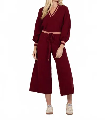 Emily Mccarthy Teddy Crop Trouser In Meriot Monogram In Red