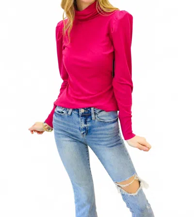 Emily Mccarthy Tessa Turtleneck Long Sleeve Top In Rose Violet In Multi