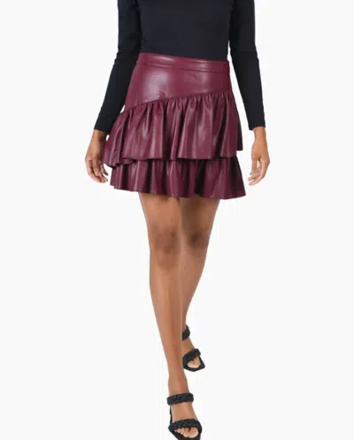 Emily Mccarthy Tierred Mini Skirt In Burgundy In White