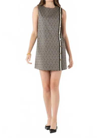 Emily Mccarthy Tory Tunic Dress In Black Tonal Monogram In Gray
