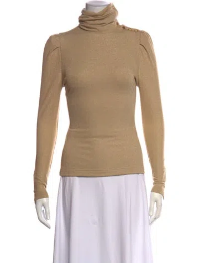 Pre-owned Emily Mccarthy Turtleneck Long Sleeve Top In Neutrals