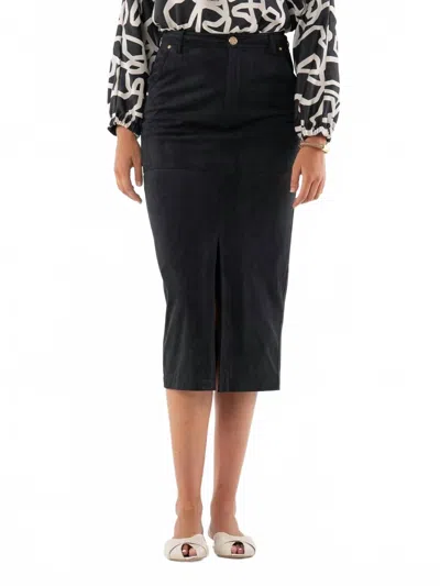 Emily Mccarthy Vegan Suede Pencil Skirt In Black