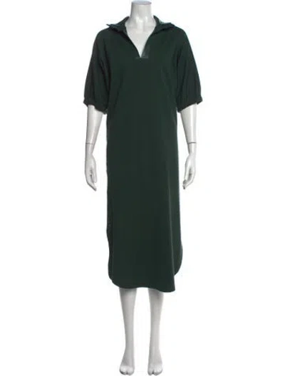 Pre-owned Emily Mccarthy V-neck Long Dress In Green