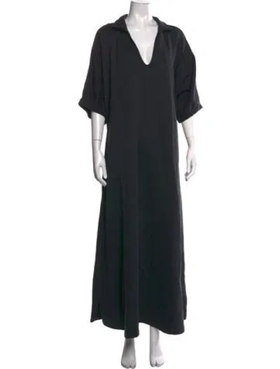 Pre-owned Emily Mccarthy V-neck Long Dress W/ Tags In Black