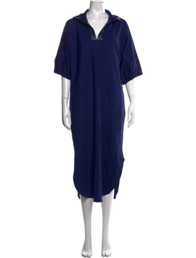 Pre-owned Emily Mccarthy V-neck Long Dress W/ Tags In Blue
