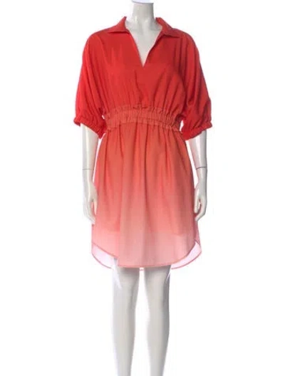 Pre-owned Emily Mccarthy V-neck Mini Dress In Orange