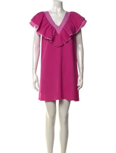 Pre-owned Emily Mccarthy V-neck Mini Dress W/ Tags In Pink