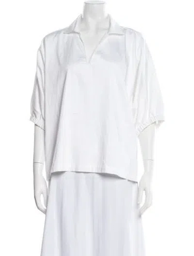 Pre-owned Emily Mccarthy V-neck Short Sleeve Top In White