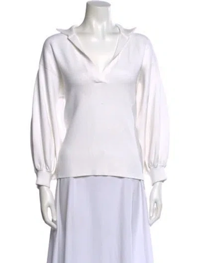 Pre-owned Emily Mccarthy V-neck Sweater In White