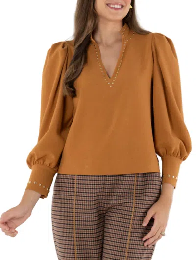 Emily Mccarthy Hampton V-neck Top In Brown Sugar