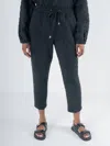 Emily Mccarthy Joy Drawstring Waistband Jogger Pants In Jet Black Cheetah In Black