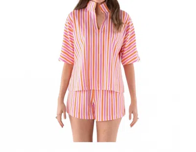 Emily Mccarthy Women's Pajama Short Set In Coral Stripe In Pink