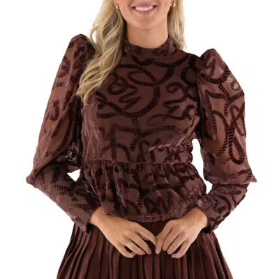 Emily Mccarthy Zoe Velvet Top In Rope Velvet Burnout In Brown