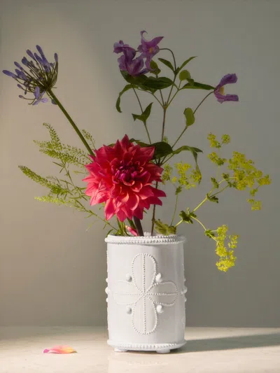 Emily Mitchell Hand-built Ceramic Bough Vase (8in/21cm) In White