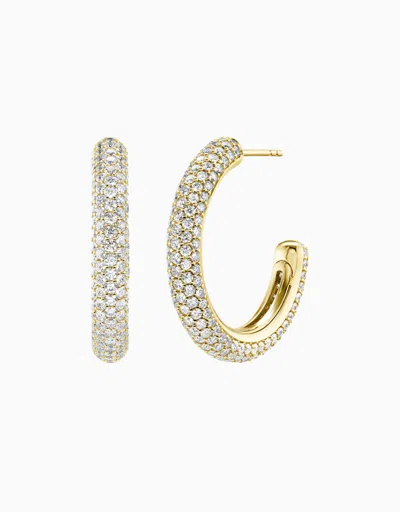 Emily P Wheeler Diamond Puffy Hoop In Gold