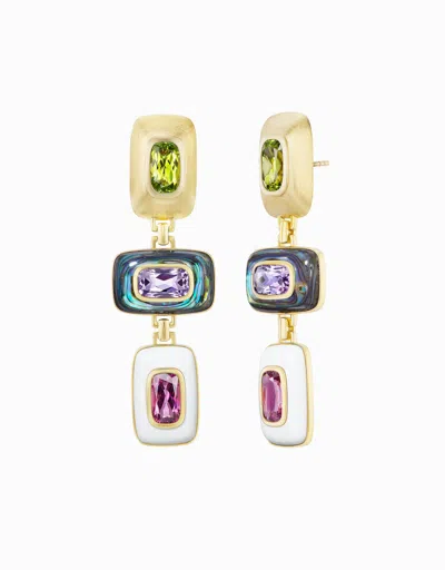 Emily P Wheeler Patchwork Earrings, Peridot, Amethyst & Tourmaline