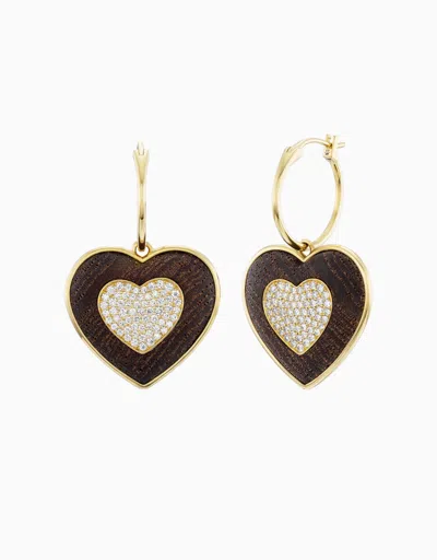 Emily P Wheeler Rock Heart Earring, Diamond & Wood