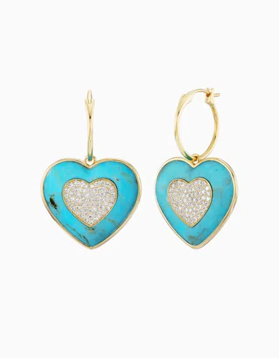 Emily P Wheeler Rock Heart Earrings, Diamond & Turquoise
