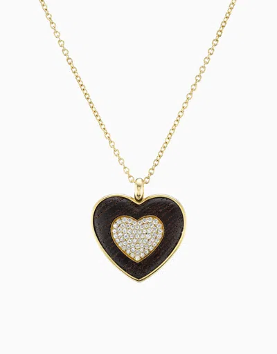 Emily P Wheeler Rock Heart Necklace, Diamond & Wood