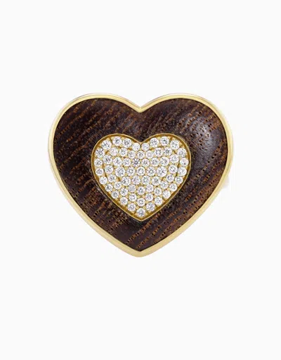 Emily P Wheeler Rock Heart Ring, Diamond & Wood