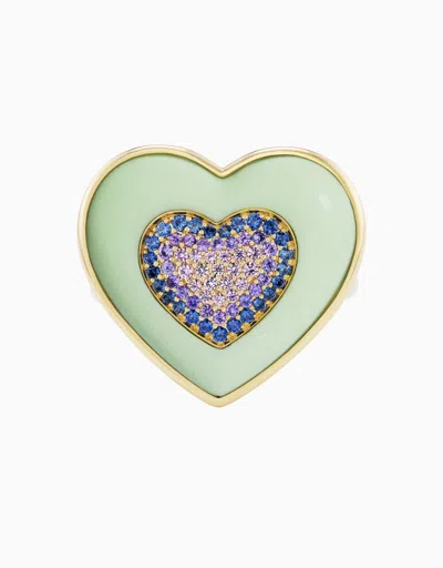 Emily P Wheeler Rock Heart Ring - Sapphire, Lemon Chrysoprase In Green
