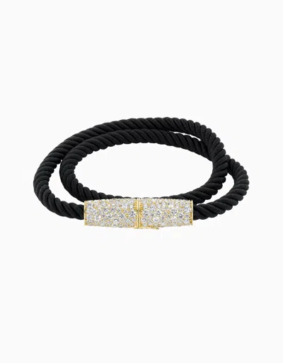 Emily P Wheeler Silk Wrap Bracelet, Diamond & Black Silk - Large (15")