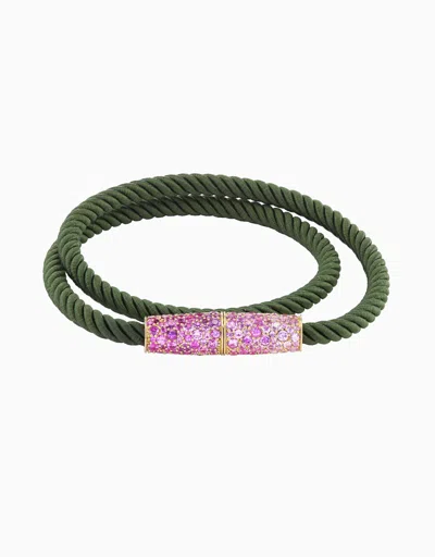 Emily P Wheeler Silk Wrap Bracelet, Malibu & Green Silk - Medium (14")