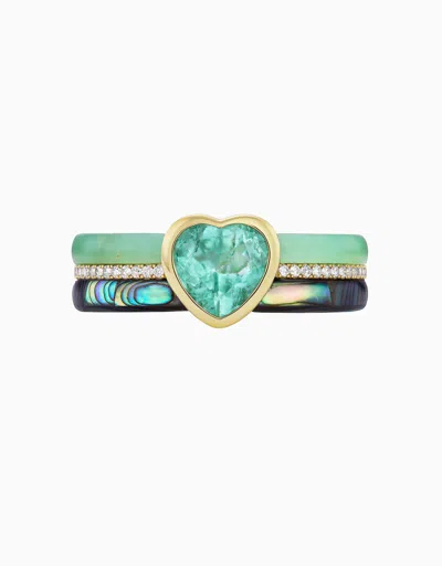 Emily P Wheeler Stacked Ring, Emerald (one-of-a-kind)