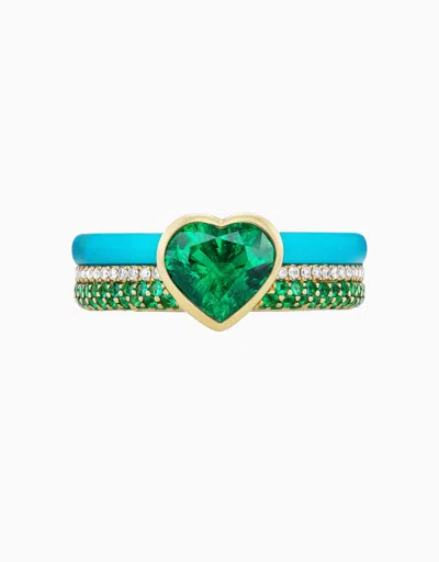 Emily P Wheeler Stacked Ring, Emerald (one-of-a-kind)