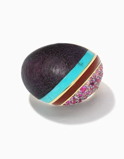 Emily P Wheeler Wooden Dome Ring, Purpleheart Wood